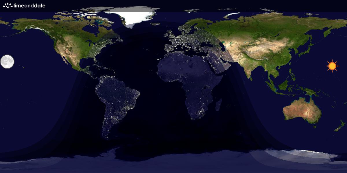 Verdenskart som viser dag og natt 