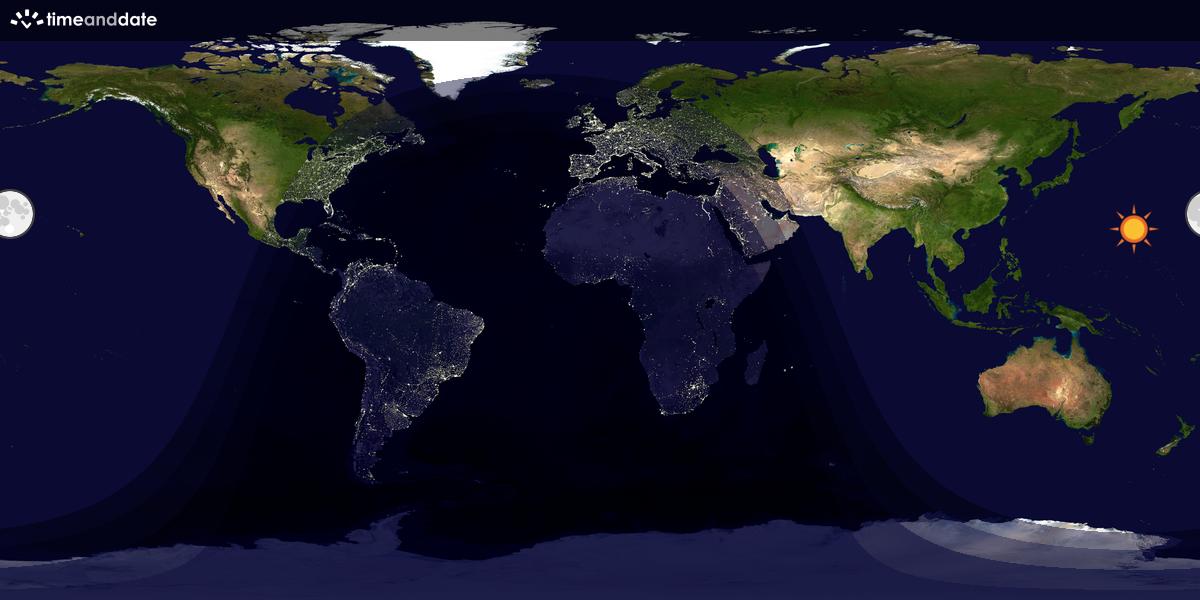 Verdenskart som viser dag og natt 