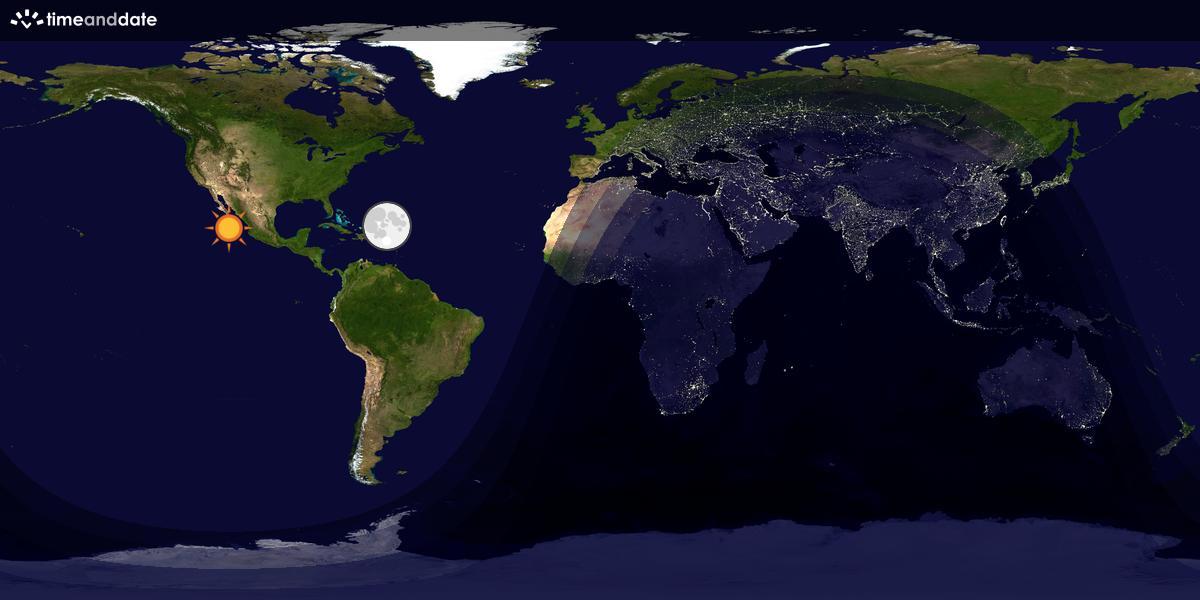 Verdenskart som viser dag og natt 
