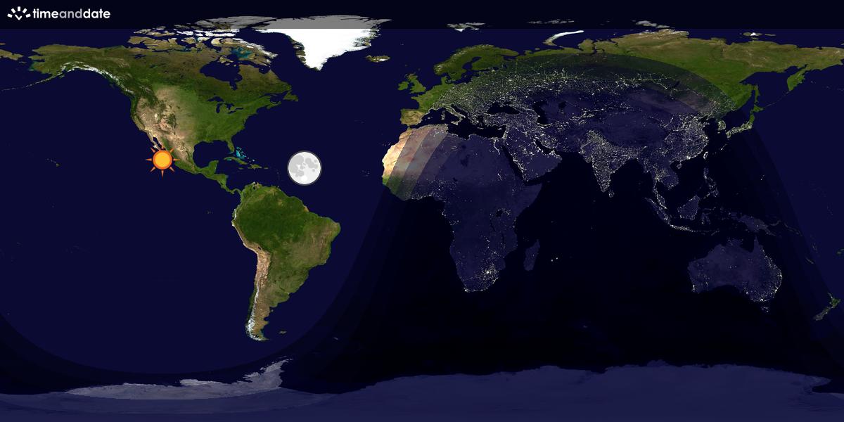 Verdenskart som viser dag og natt 