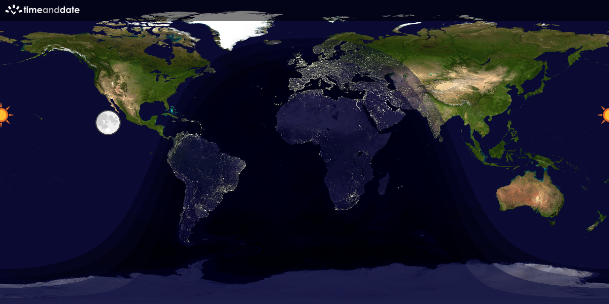 Verdenskart som viser dag og natt 