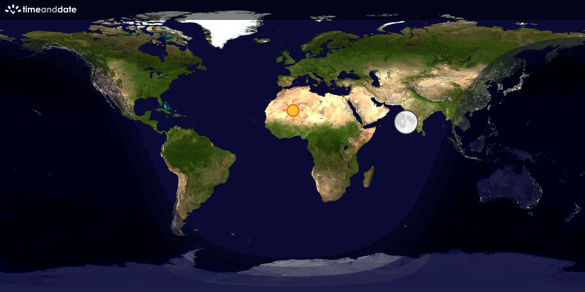 Verdenskart som viser dag og natt 