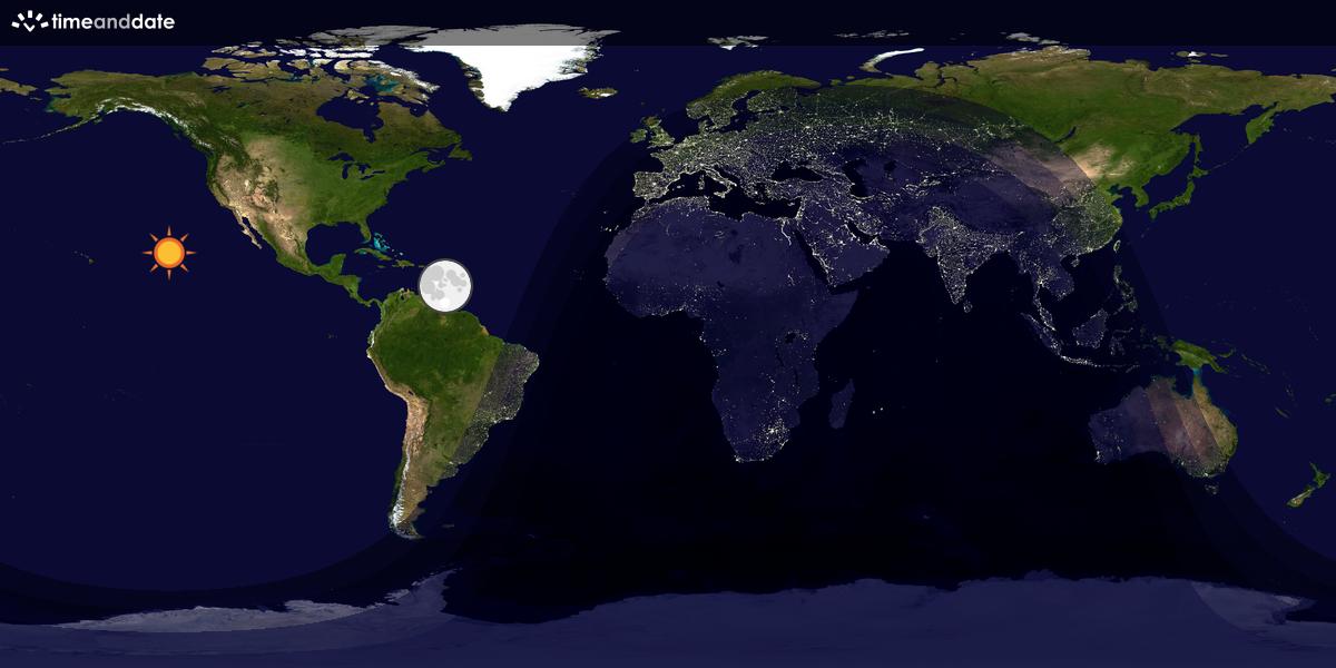 Verdenskart som viser dag og natt 