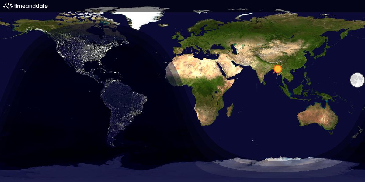 Verdenskart som viser dag og natt 