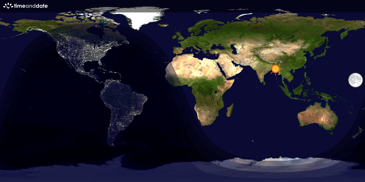 Verdenskart som viser dag og natt 