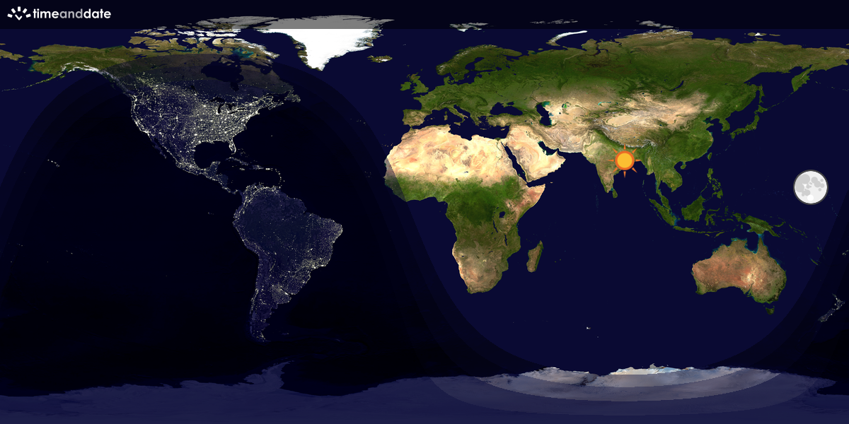Verdenskart som viser dag og natt 
