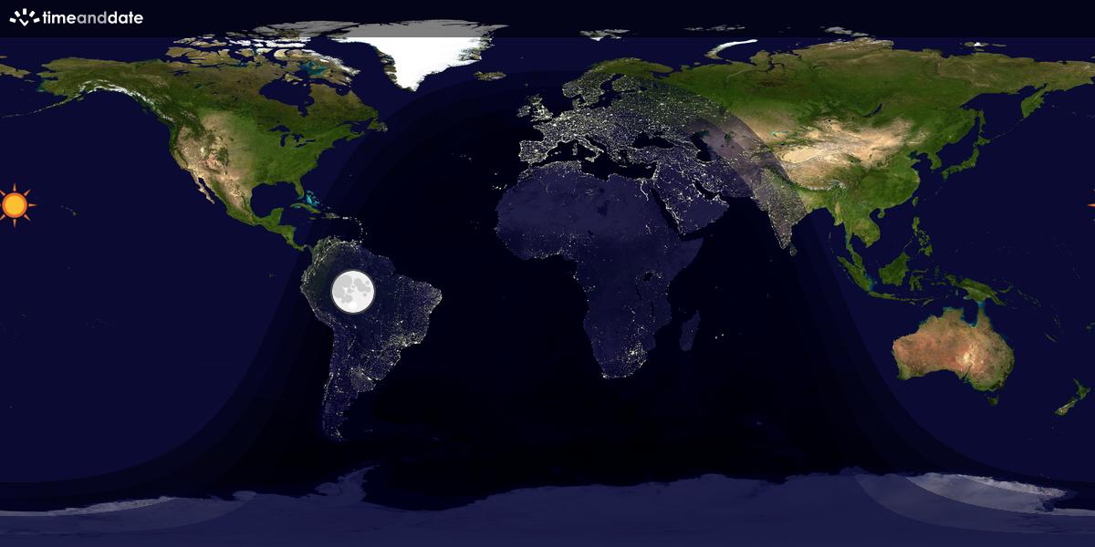 Verdenskart som viser dag og natt 