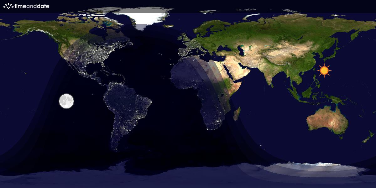 Verdenskart som viser dag og natt 