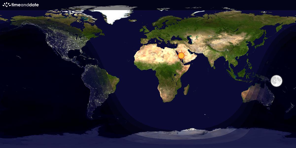 Verdenskart som viser dag og natt 