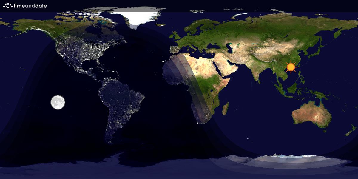 Verdenskart som viser dag og natt 