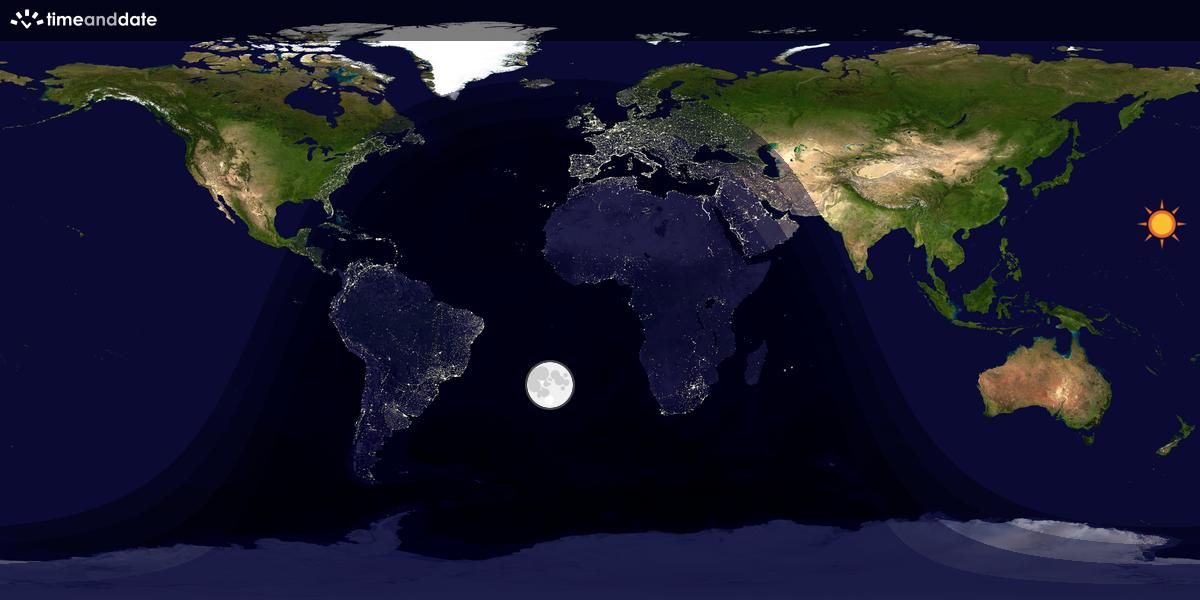 Verdenskart som viser dag og natt 