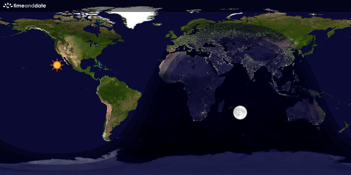 Verdenskart som viser dag og natt 