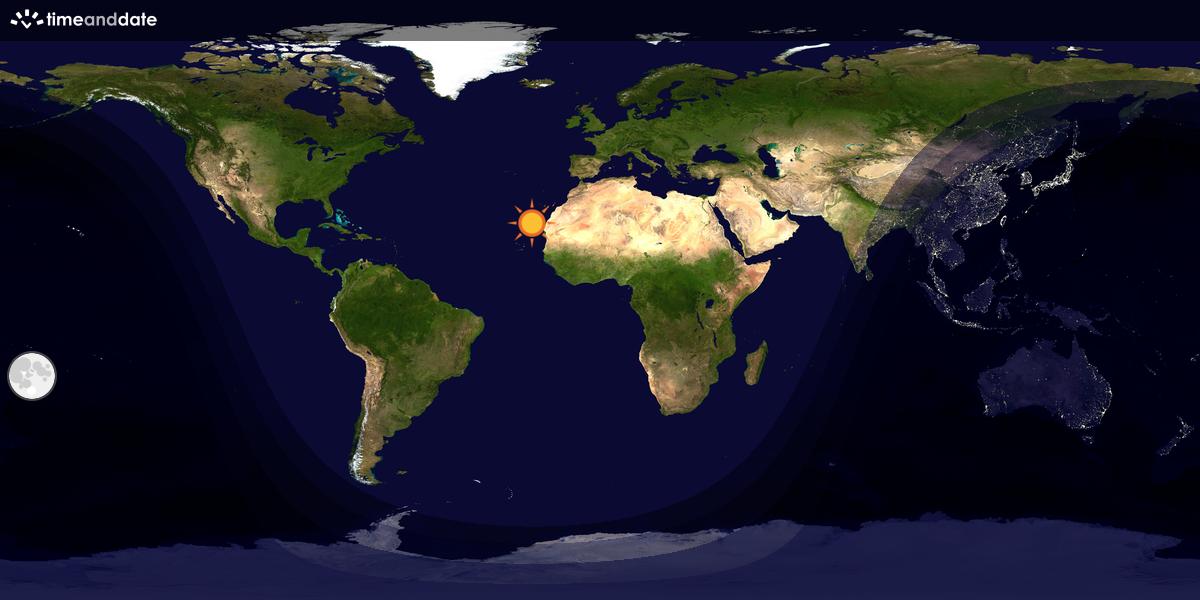 Verdenskart som viser dag og natt 