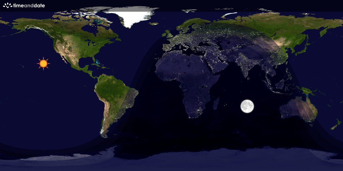 Verdenskart som viser dag og natt 