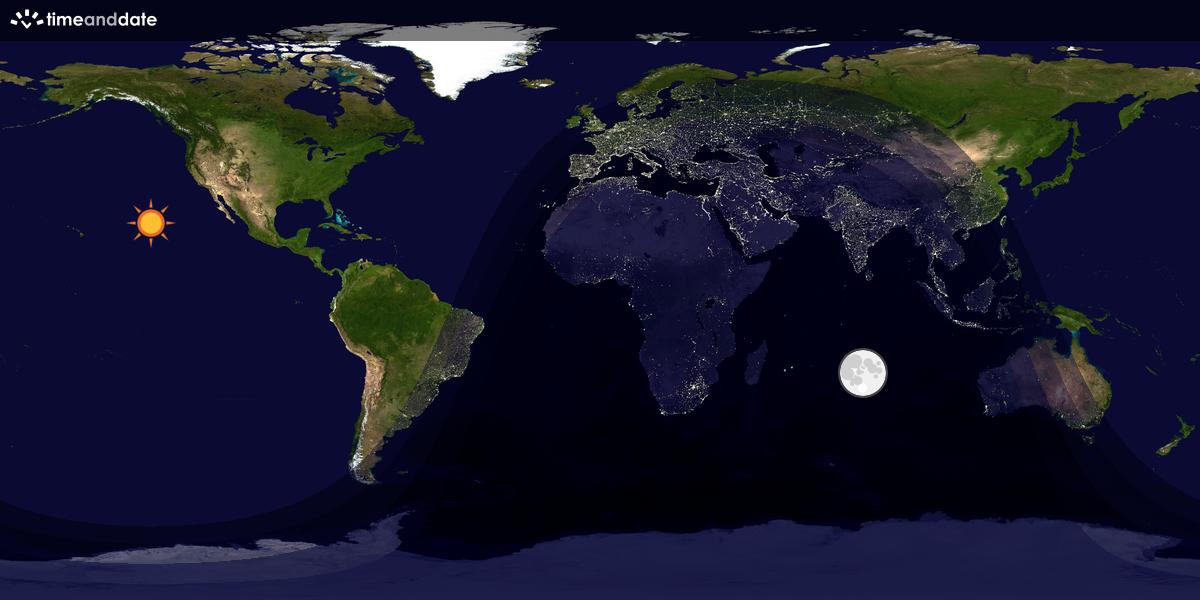 Verdenskart som viser dag og natt 