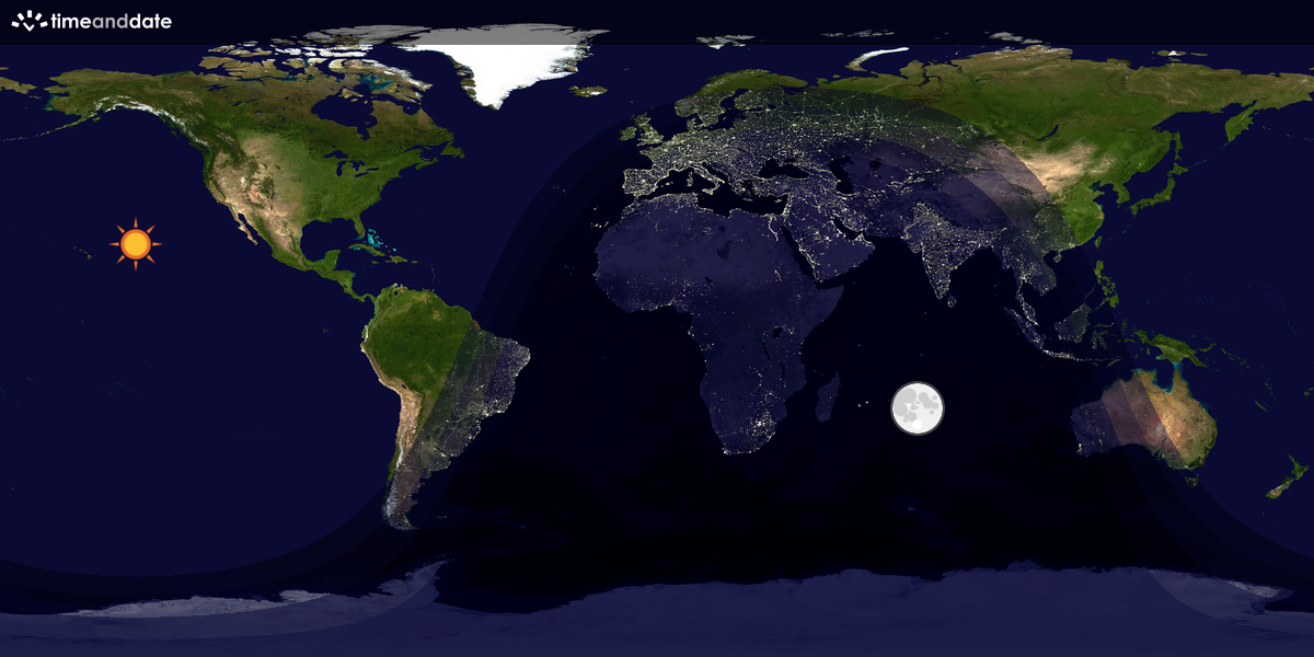 Verdenskart som viser dag og natt 