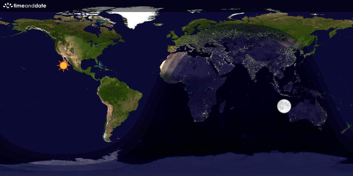 Verdenskart som viser dag og natt 