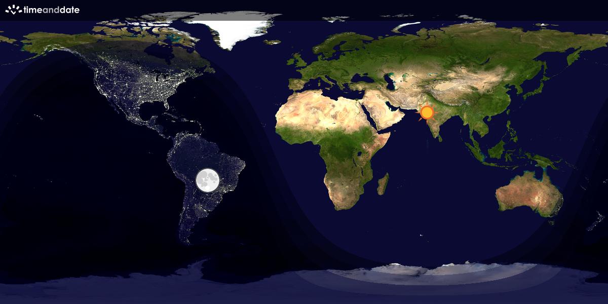 Verdenskart som viser dag og natt 
