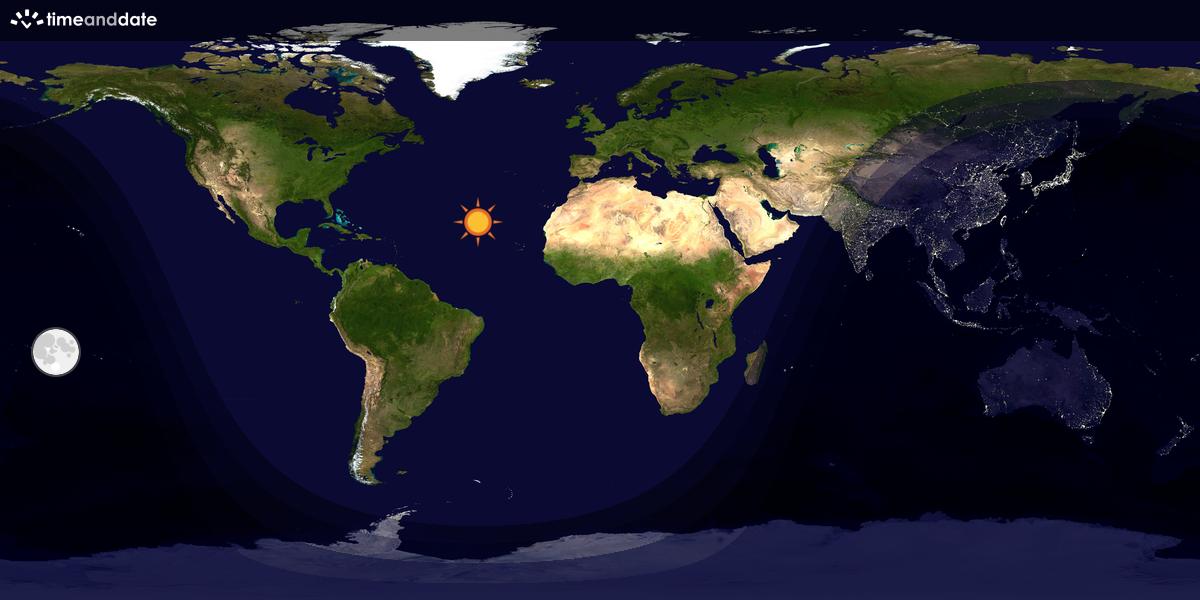 Verdenskart som viser dag og natt 