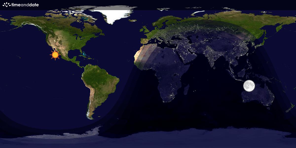 Verdenskart som viser dag og natt 