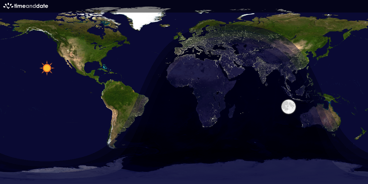 Verdenskart som viser dag og natt 