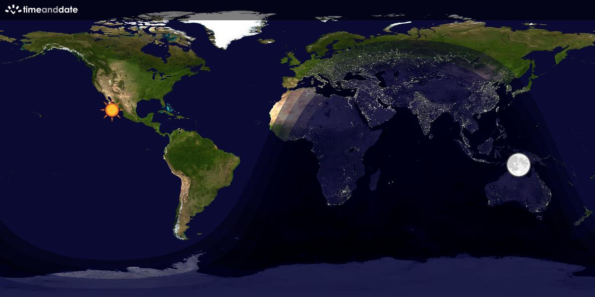 Verdenskart som viser dag og natt 
