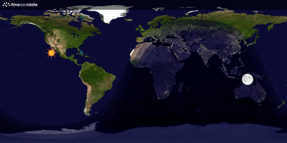 Verdenskart som viser dag og natt 