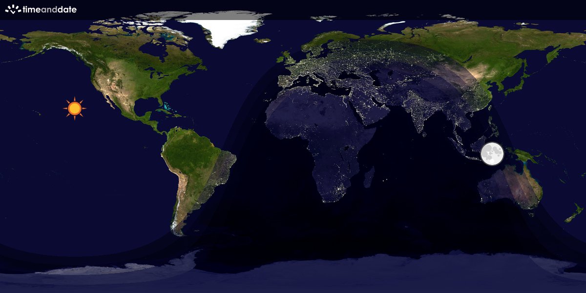 Verdenskart som viser dag og natt 