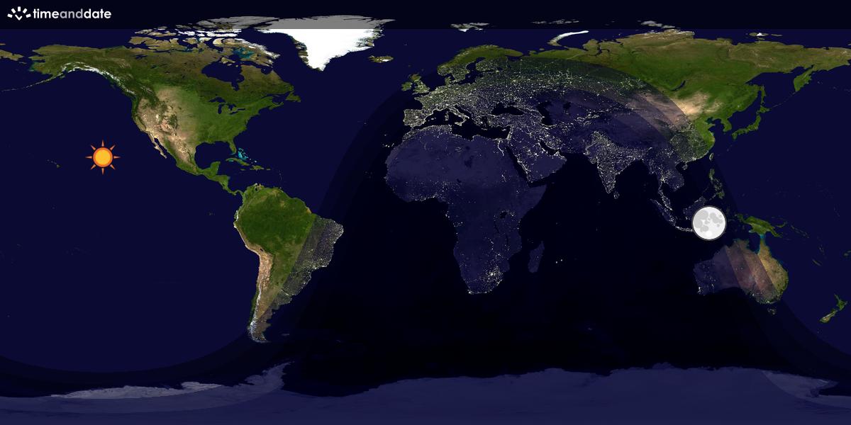 Verdenskart som viser dag og natt 