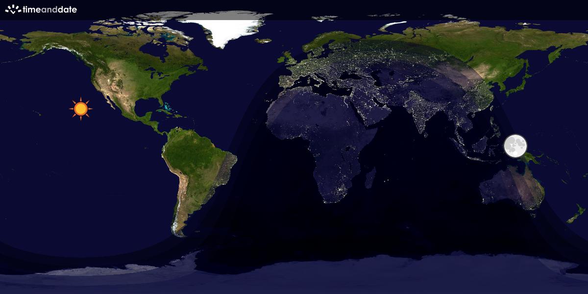 Verdenskart som viser dag og natt 