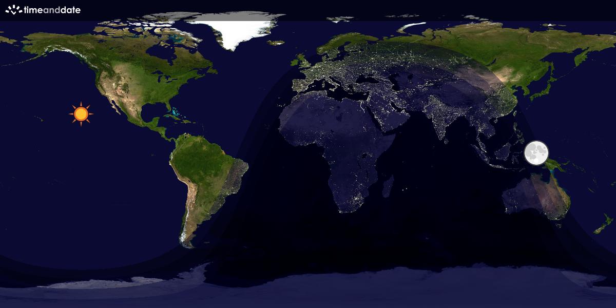 Verdenskart som viser dag og natt 