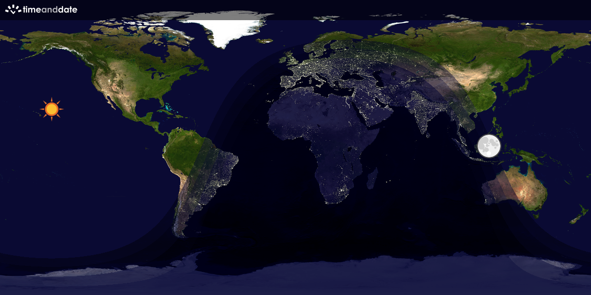 Verdenskart som viser dag og natt 