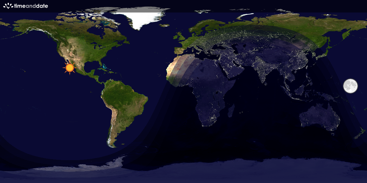 Verdenskart som viser dag og natt 