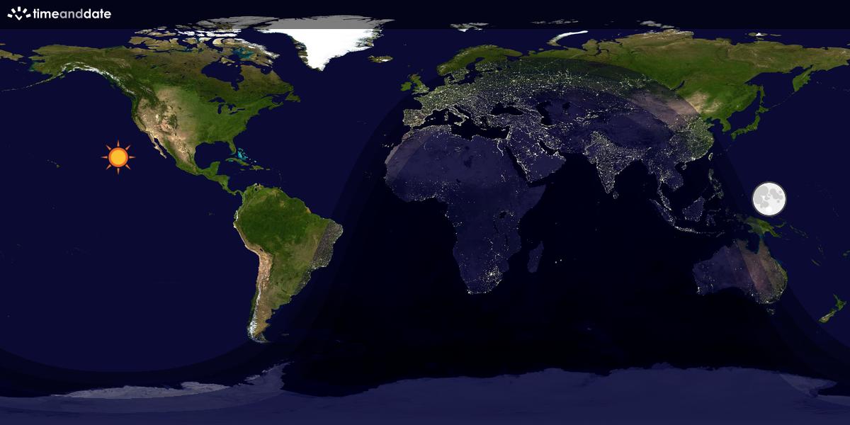 Verdenskart som viser dag og natt 