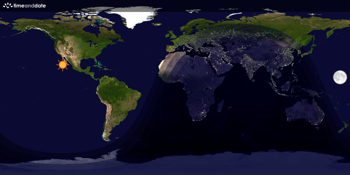 Verdenskart som viser dag og natt 