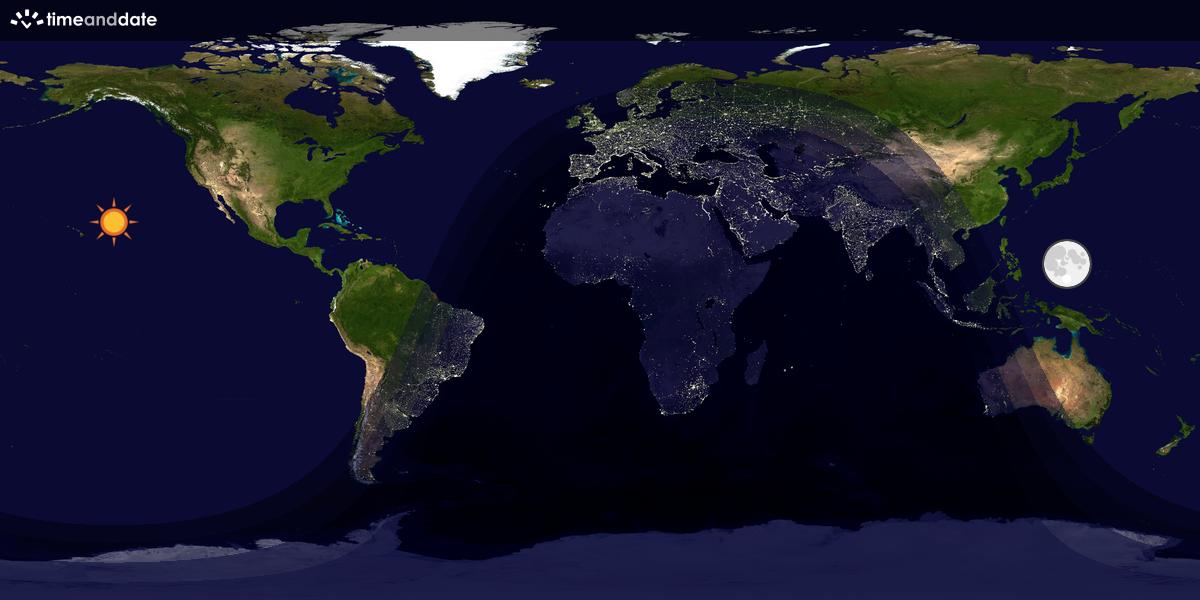 Verdenskart som viser dag og natt 