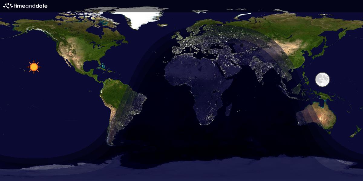 Verdenskart som viser dag og natt 