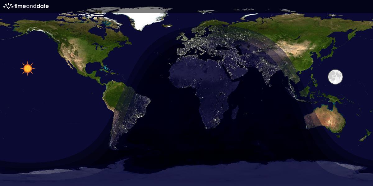Verdenskart som viser dag og natt 