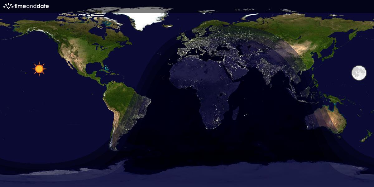 Verdenskart som viser dag og natt 