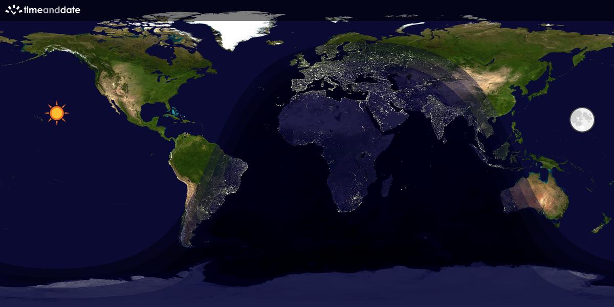Verdenskart som viser dag og natt 