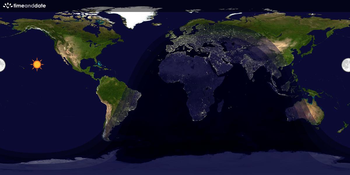 Verdenskart som viser dag og natt 