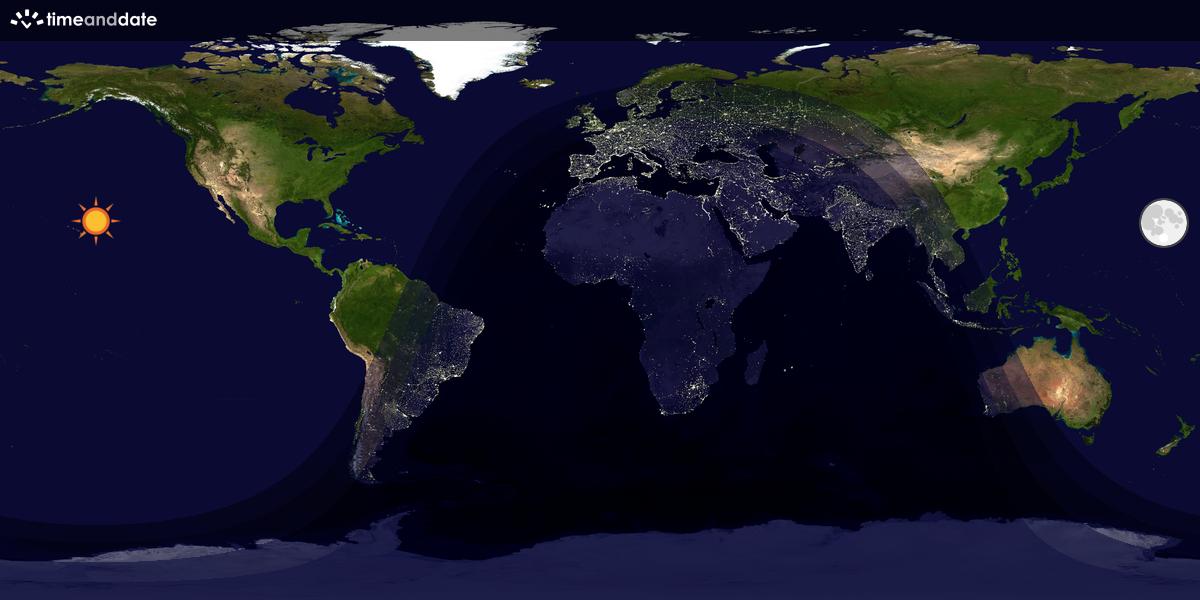 Verdenskart som viser dag og natt 