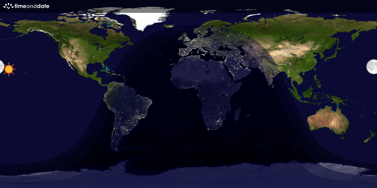 Verdenskart som viser dag og natt 