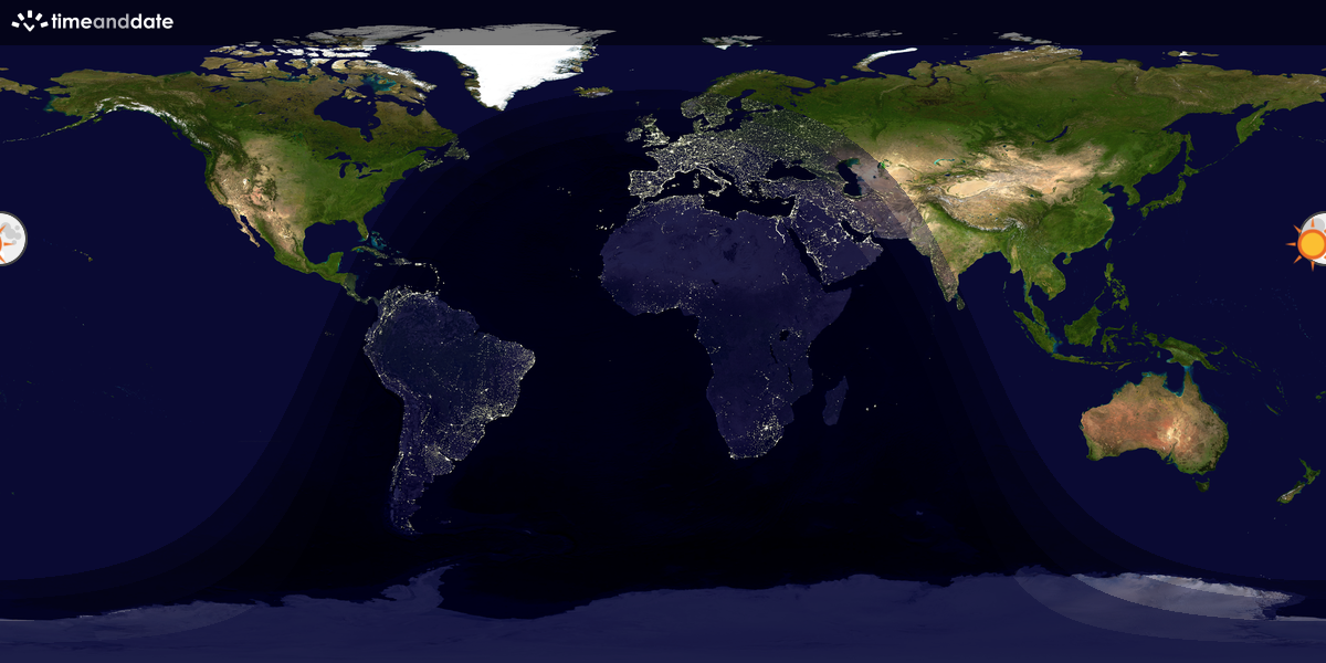 Verdenskart som viser dag og natt 