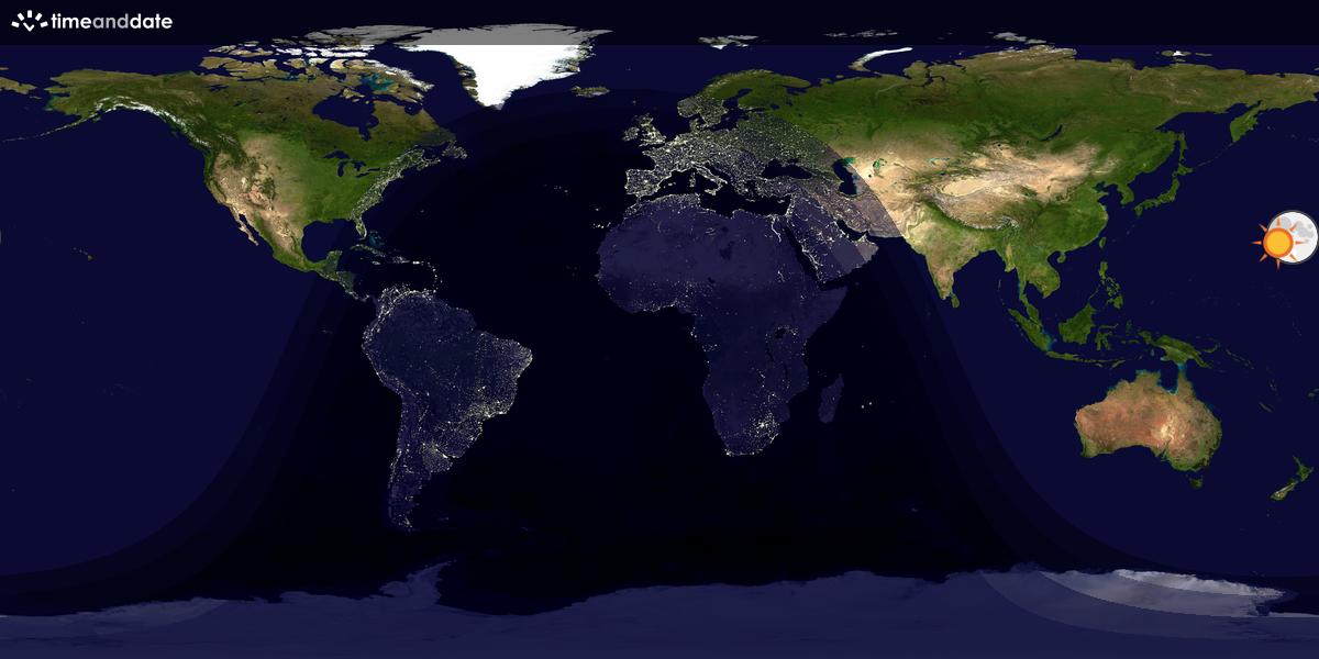 Verdenskart som viser dag og natt 