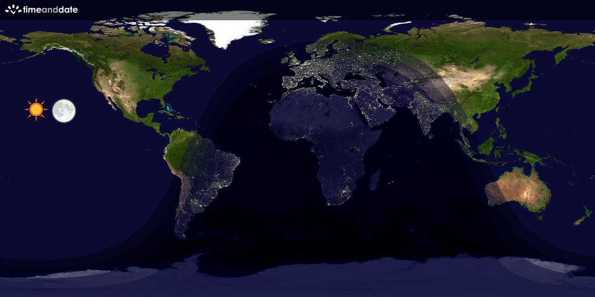 Verdenskart som viser dag og natt 
