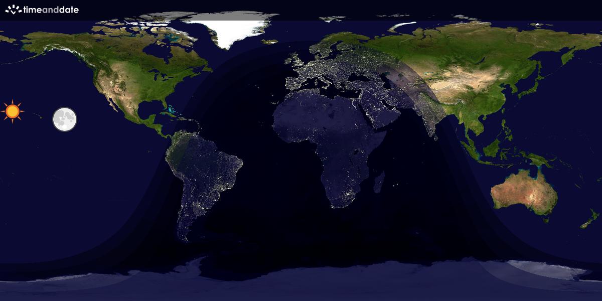 Verdenskart som viser dag og natt 