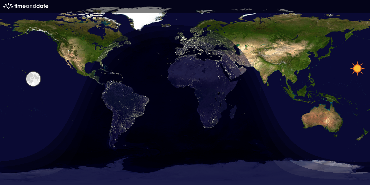 Verdenskart som viser dag og natt 