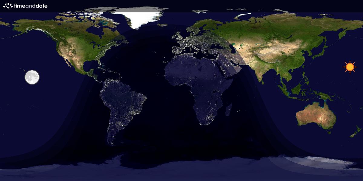 Verdenskart som viser dag og natt 