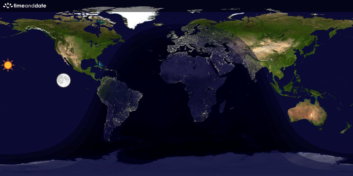 Verdenskart som viser dag og natt 
